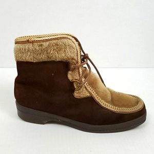 Vintage Yodelers suede fur lace winter boots women size 7.5
